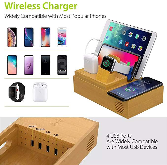 Bamboo Charger & Mobile 📲 Phone/Tablet Organizer