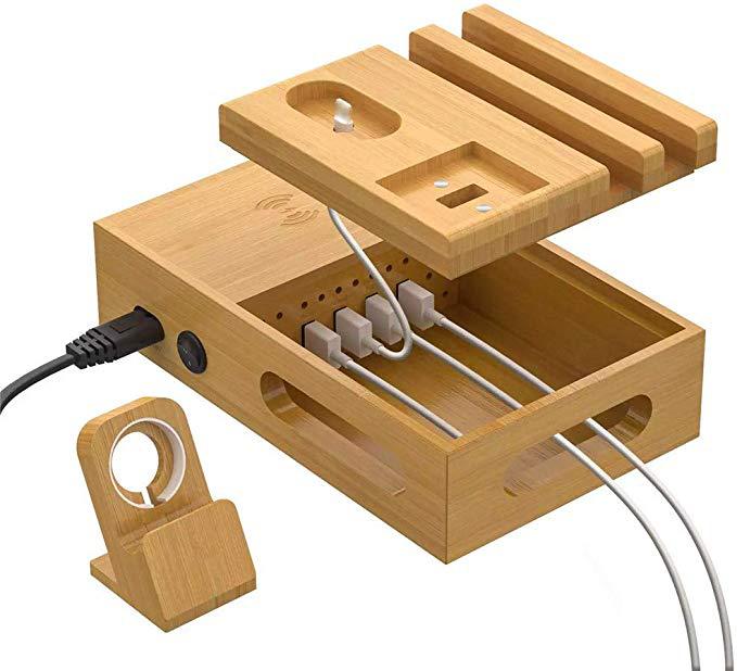 Bamboo Charger & Mobile 📲 Phone/Tablet Organizer