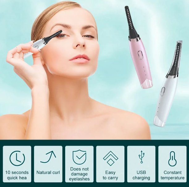 Heated Eyelash Curling Pen in use and features