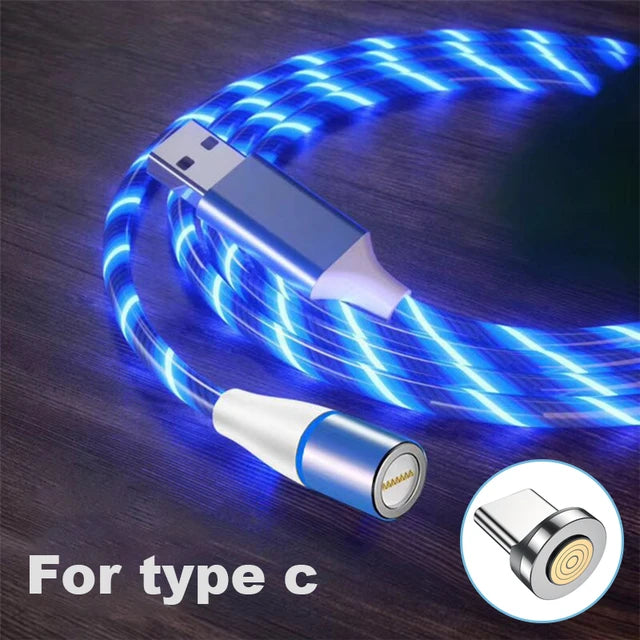 Magnetic Led Flash Light USB Cable Mobile Phone Charger  1M Cable