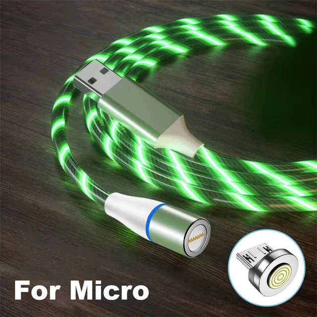 Magnetic Led Flash Light USB Cable Mobile Phone Charger  1M Cable