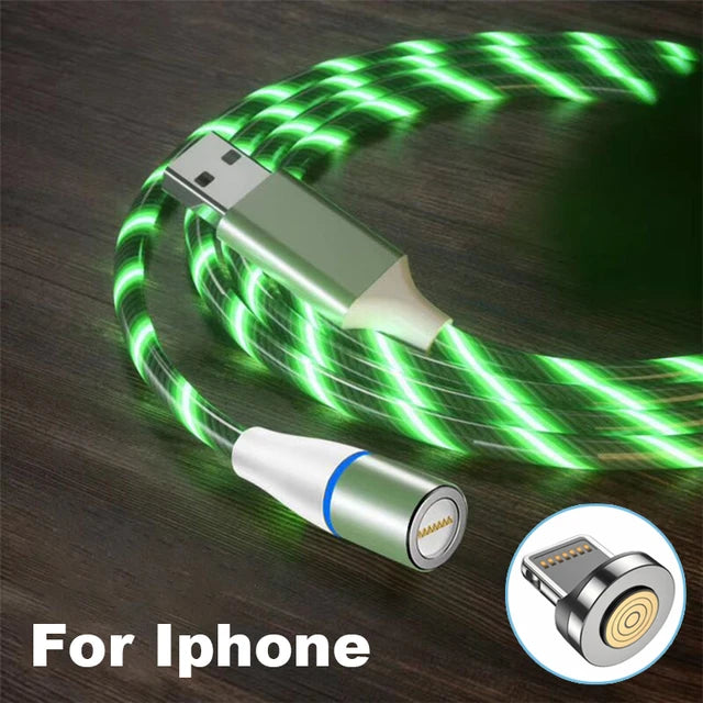 Magnetic Led Flash Light USB Cable Mobile Phone Charger  1M Cable